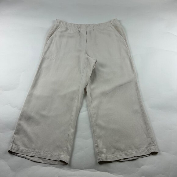 PETITE J. Jill Light Tan Linen Blend Wide Leg Capri Pant SP - Picture 1 of 6